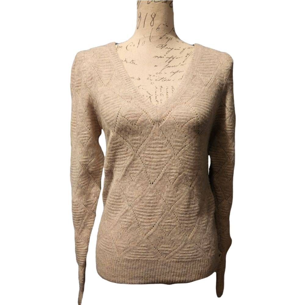 Astr The Label Ladies Diamond Pattern Sweater in Oatmeal - Size XS